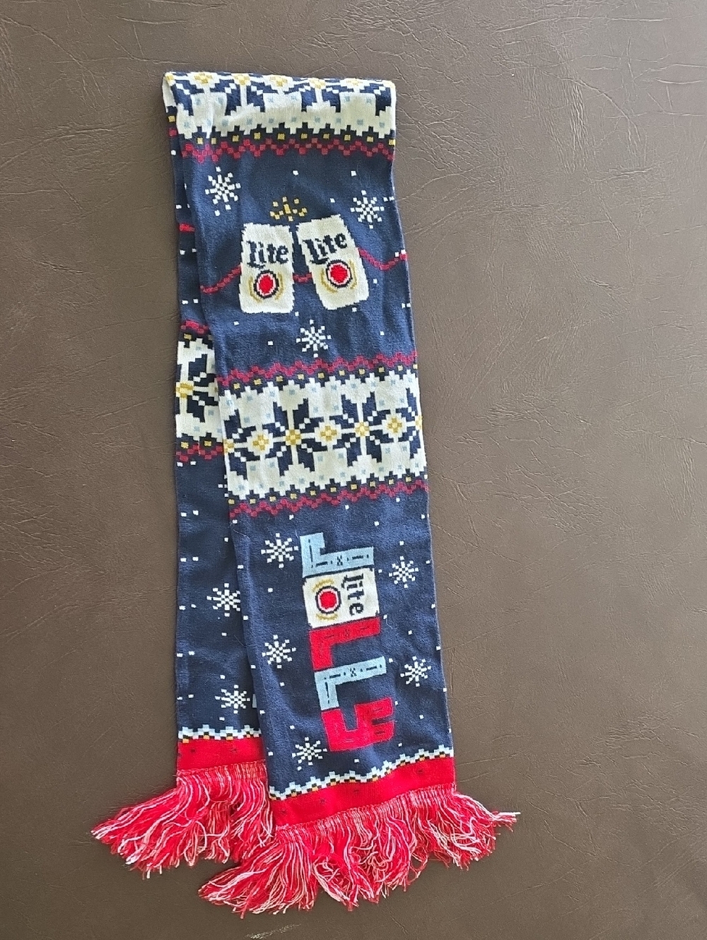 Miller Lite Holiday Knit Scarf - Navy & Red
